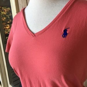 Ralph Lauren sport v neck pink tshirt size Med.